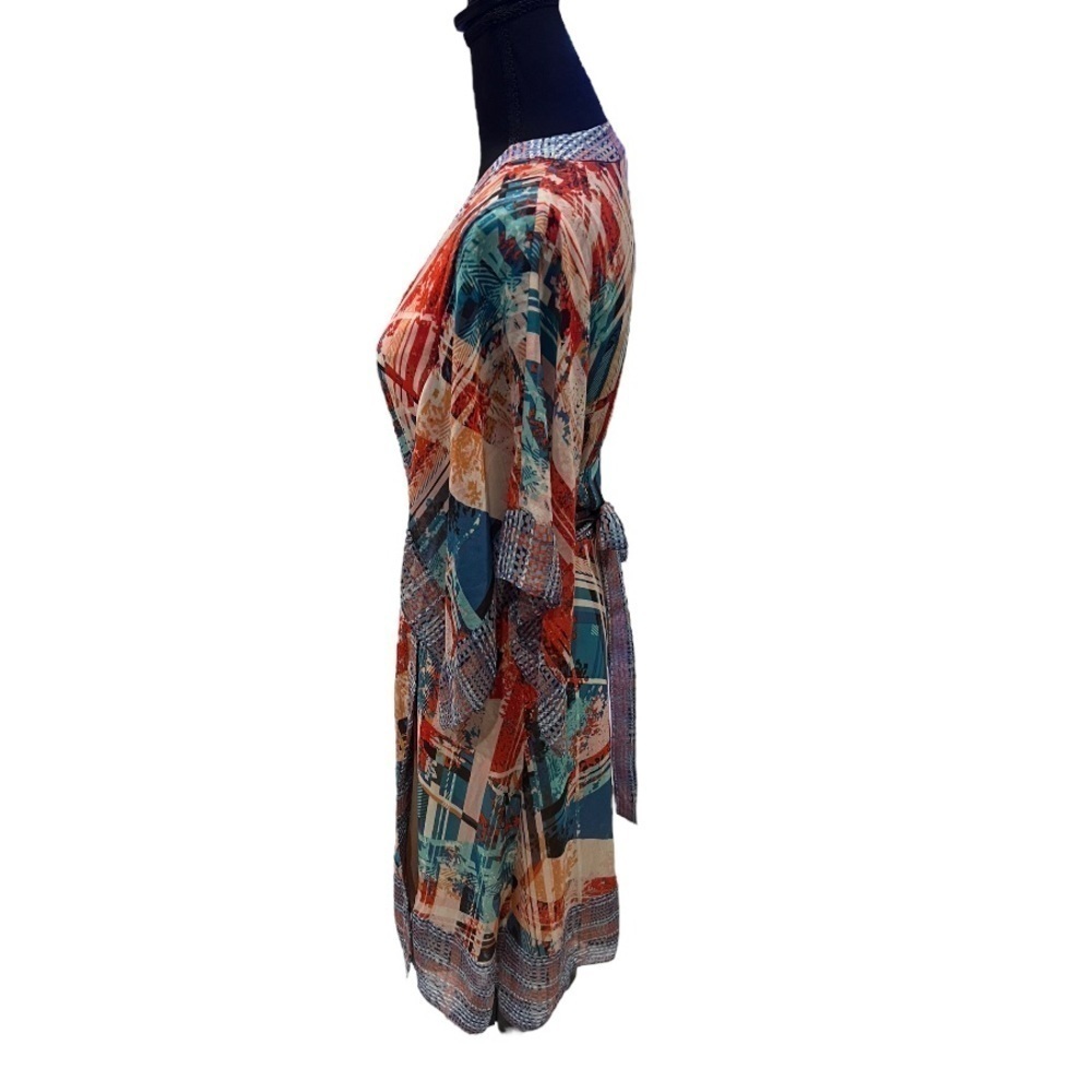 BCBGmaxazria Krystie Poppy Comb Silk Wrap Dress X-Small - Picture 3 of 10